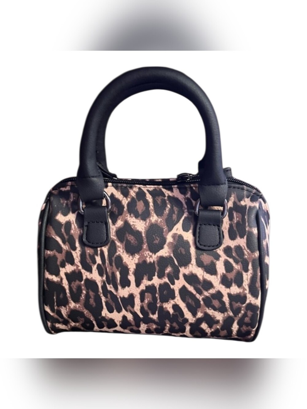 Betsy Johnson Leopard Print Satchel - Black & Tan NEW - Picture 2 of 6